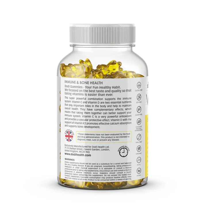 Immunity Gummies with Vitamin C, D3 & K2 - Sugar-Free UK